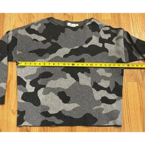 Vineyard Vines Sweater Womens Small Camo Boatneck Boxy Gray Cashmere Wool Blend - Picture 5 of 9